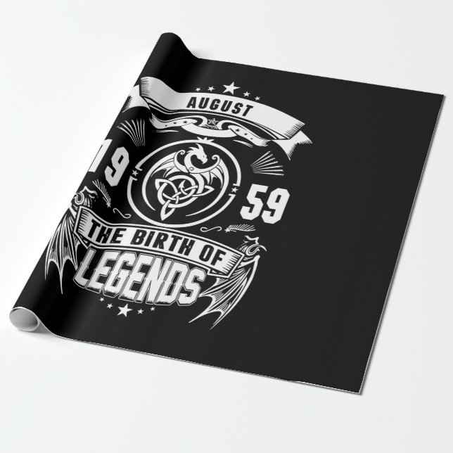 August Gift | 1959 The Birth Of The Legends Wrapping Paper (Unrolled)
