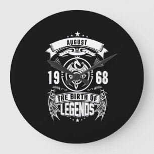 August Gift 1968 The Birth Of The Legends Large Clock