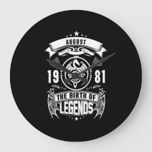 August Gift 1981 The Birth Of The Legends Large Clock