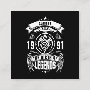 August Gift   1991 The Birth Of The Legends Square Business Card