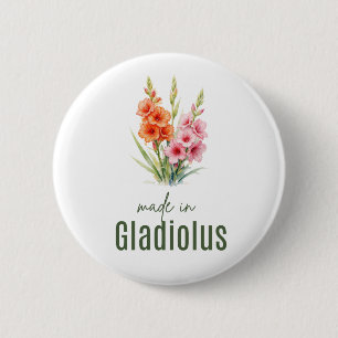 August Gladiolus Birth Flower Flat Thank You 6 Cm Round Badge