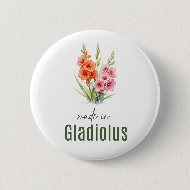 August Gladiolus  Birth Flower Flat Thank You  6 Cm Round Badge (Front)