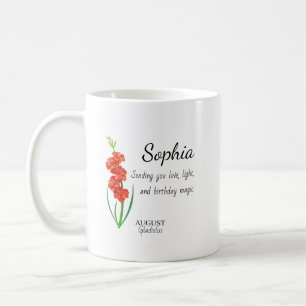 August Gladiolus Personalized Birthday Coffee Mug