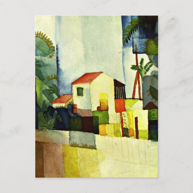 August Macke art: Bright House Postcard (Front)