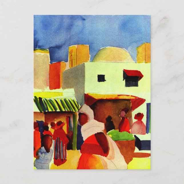 August Macke artwork, Market in Algiers Postcard (Front)