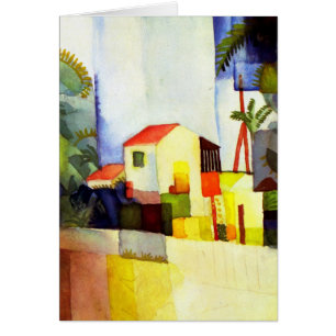 August Macke Bright House Watercolor Painting