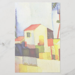 August Macke Bright House Watercolor Painting Stationery