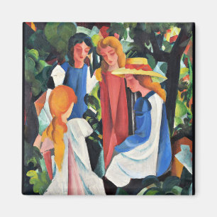 August Macke colourful painting, Four Girls Magnet