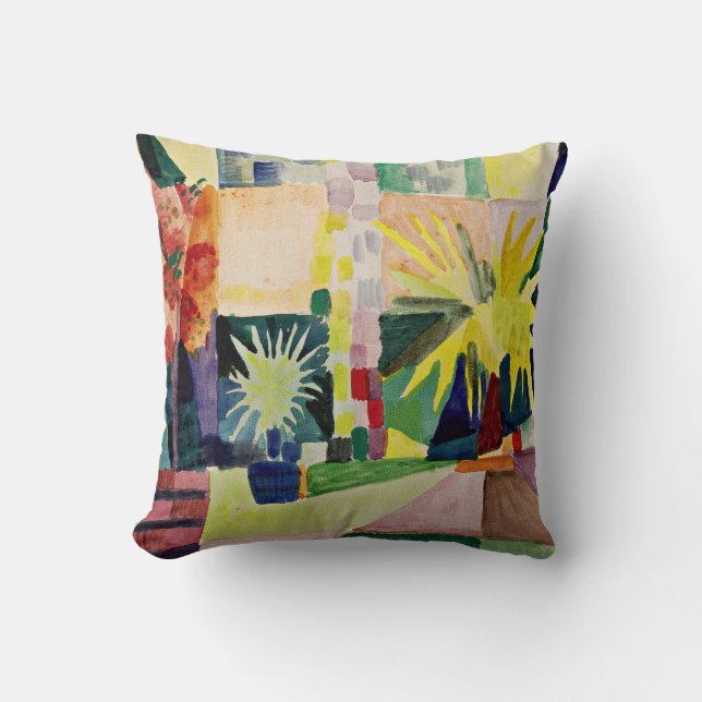 August Macke: Garden on Lake Thun Cushion (Front)