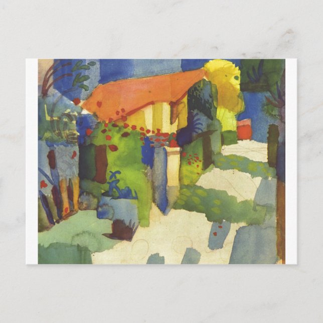 August Macke - House in Garden 1914 Waterolor Postcard (Front)