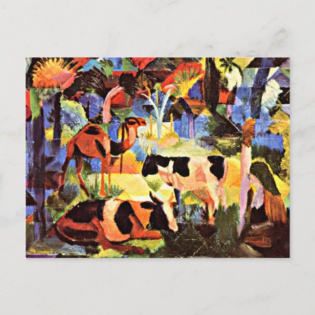 August Macke - Landscape with Cows and a Camel Postcard (Front)