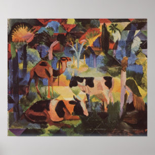 August Macke Landscape with Cows and Camel Poster