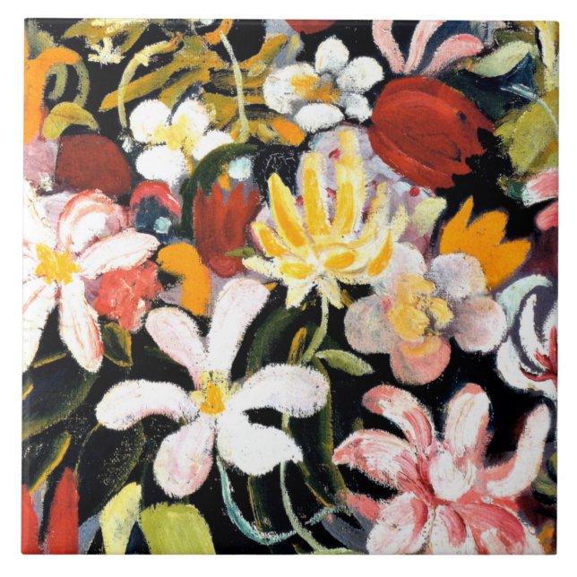 August Macke painting, Carpet of Flowers, Ceramic Tile (Front)