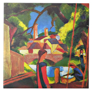 August Macke painting, Children at the Fountain Ceramic Tile