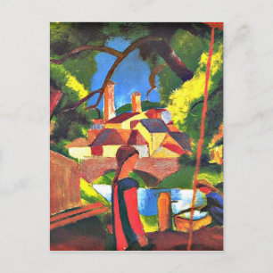 August Macke painting, Children at the Fountain Postcard