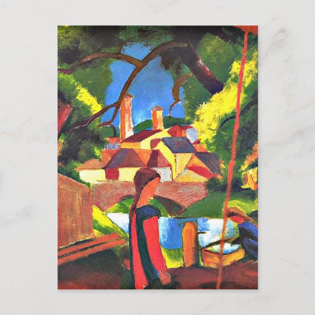 August Macke painting, Children at the Fountain Postcard (Front)