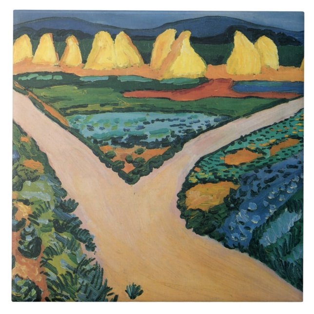 August Macke painting, Vegetable Fields Ceramic Tile (Front)