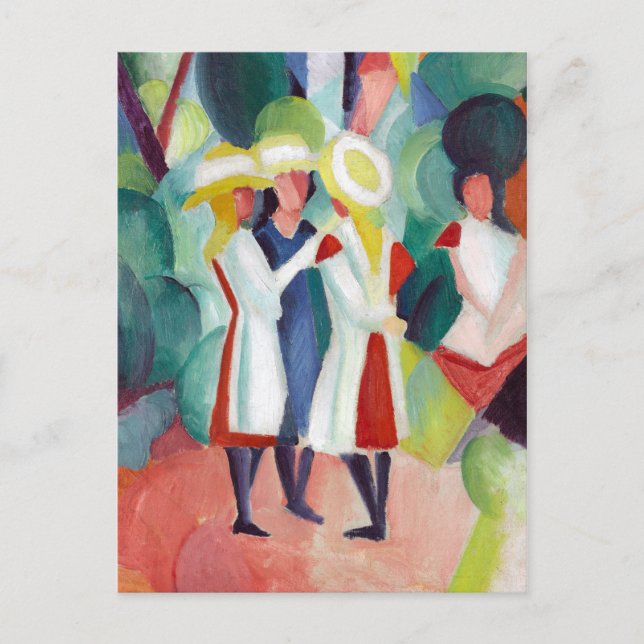 August Macke Three girls in yellow straw hats I Postcard (Front)