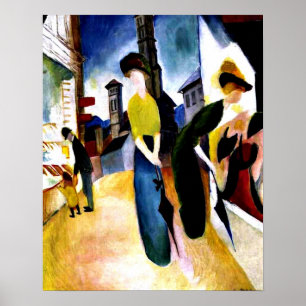 August Macke - Two Women in Front of a Hat Shop Poster
