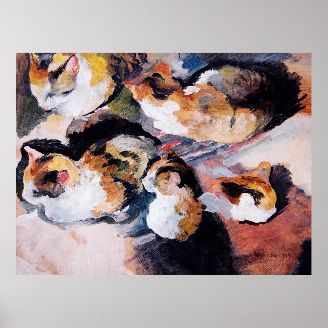 August Macke's Katzenstudien Study of a Cat 1909 Poster (Front)