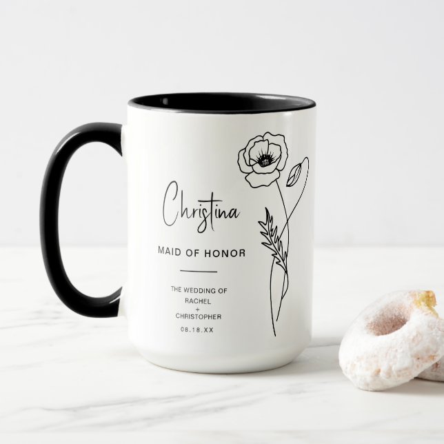 August Maid of Honour | Poppy Birth Flower Mug (With Donut)