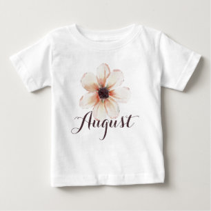 August Name Baby Girl Clothing Custom Flower Pink T-Shirt