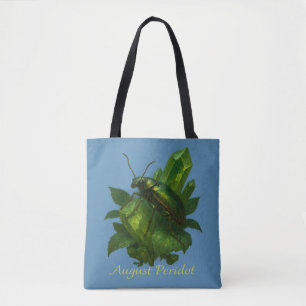 August Peridot – Jewel Beetle & Crystal Tote Bag