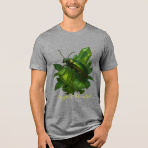 August Peridot – Jewel Beetle & Crystal Tri-Blend Shirt