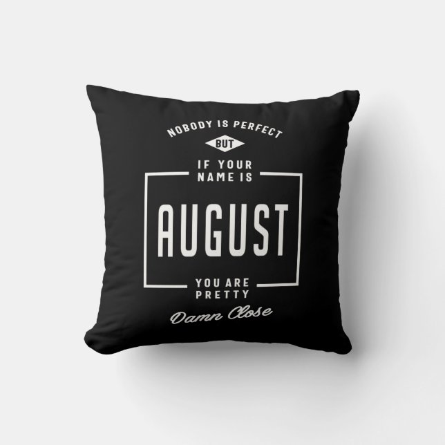 August Personalised Name Birthday Gift Cushion (Front)