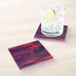 august red glass coaster