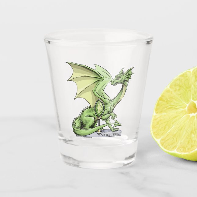 August’s Birthstone Dragon: Peridot Shot Glass (Front)