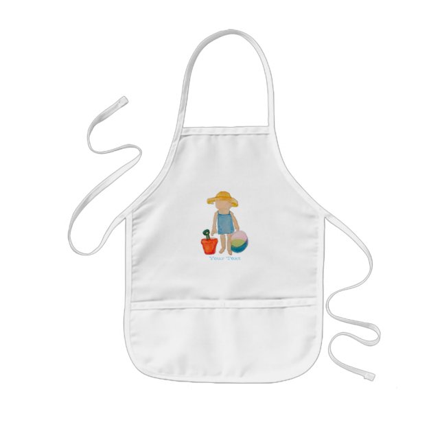 August Toddler on Summer Beach Customisable Kids Apron (Front)