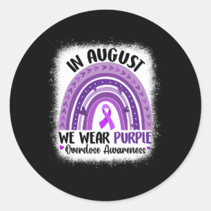 August We Wear Purple Overdose Awareness Rainbow 3 Classic Round Sticker