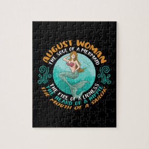 August Woman Soul Of Mermaid Leo Zodiac Birthday Jigsaw Puzzle