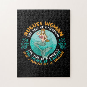 August Woman Soul Of Mermaid Leo Zodiac Birthday Jigsaw Puzzle
