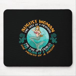 August Woman Soul Of Mermaid Leo Zodiac Birthday Mouse Pad
