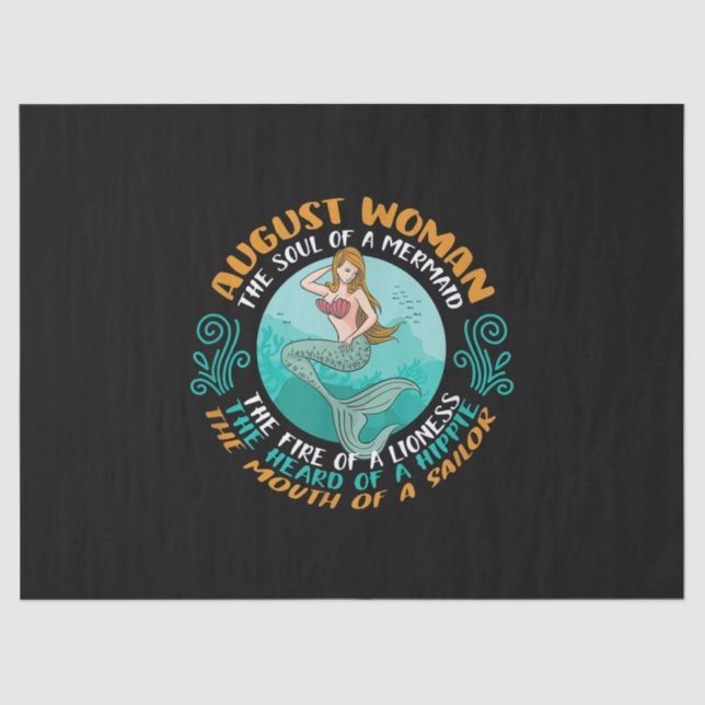 August Woman Soul Of Mermaid Leo Zodiac Birthday Tissue Paper (Front)