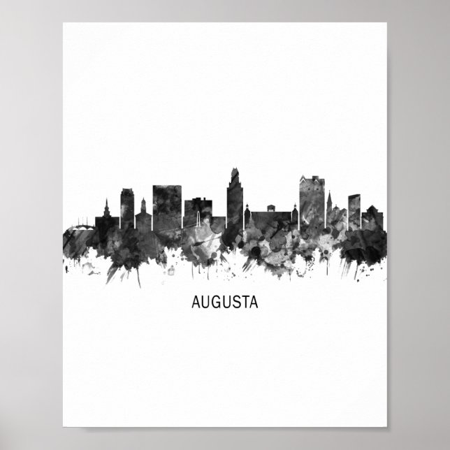 Augusta Georgia Skyline BW Poster (Front)