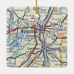 Augusta Maine Vintage Map Ceramic Ornament