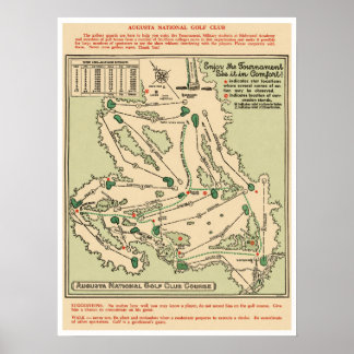 Augusta National Golf Course Map Poster