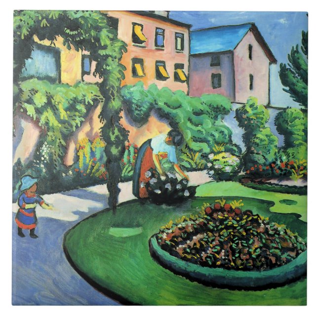 Auguste Macke - Gartenbild, popular painting, Ceramic Tile (Front)
