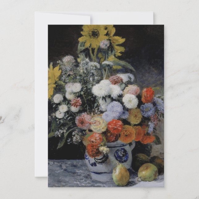 Auguste Renoir - Mixed Flowers in an Earthenware P Invitation (Front)