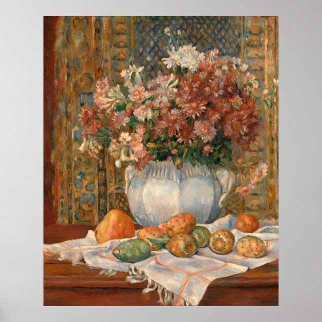 Auguste Renoir Still Life Flowers Prickly Pears Poster (Front)