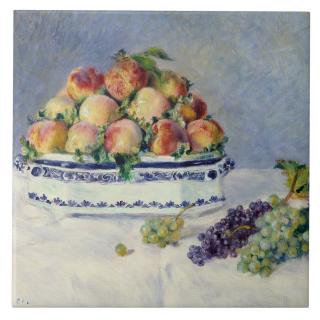 Auguste Renoir -Still Life with Peaches and Grapes Ceramic Tile (Front)