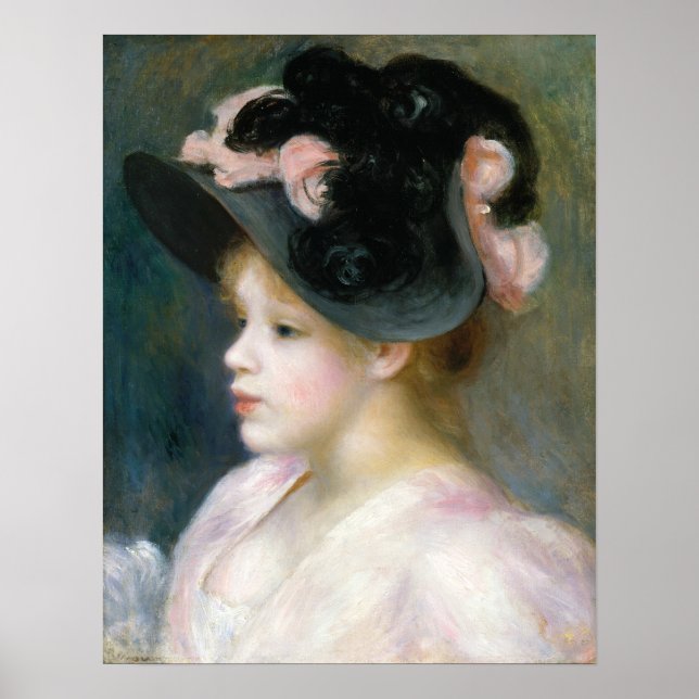 Auguste Renoir Young Girl in a Pink-and-Black Hat Poster (Front)