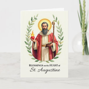 Augustine of Hippo Feast Day Leafy Wreath Card