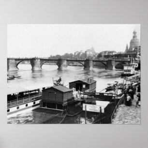 Augustus Bridge, Dresden, c.1910 Poster