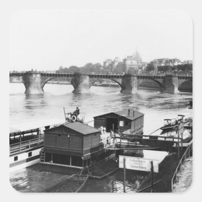 Augustus Bridge, Dresden, c.1910 Square Sticker (Front)