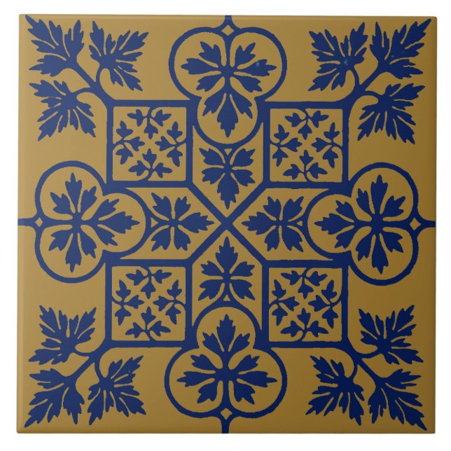 Augustus Pugin Vintage Leaf Pattern Ceramic Tile (Front)