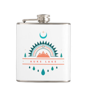 auke lake alaska rainbow moon hip flask
